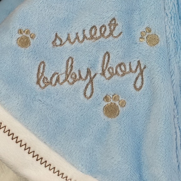 NWT MINT 3M +UP Baby BOY BEAR SECURITY BLANKET Sweet Baby Boy Blue & White (Q6) - Picture 3 of 3